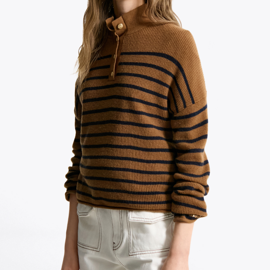 TOMMY HILFIGER [Official Headquarters] Gold Button Polo Sweater