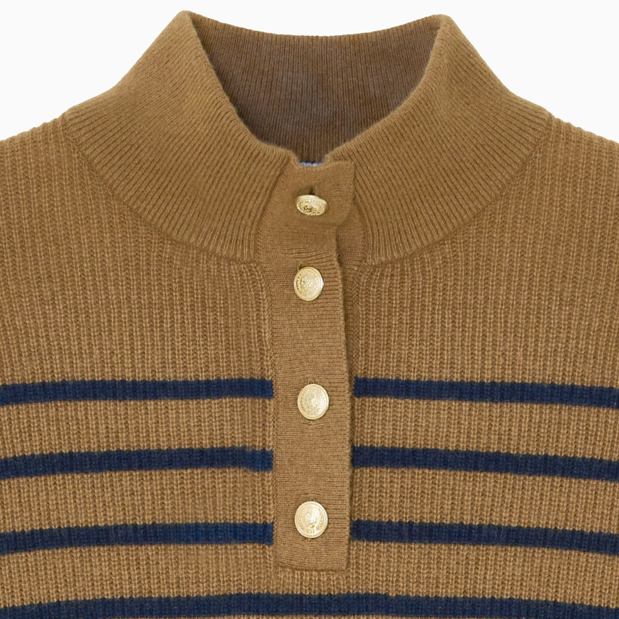 TOMMY HILFIGER [Official Headquarters] Gold Button Polo Sweater