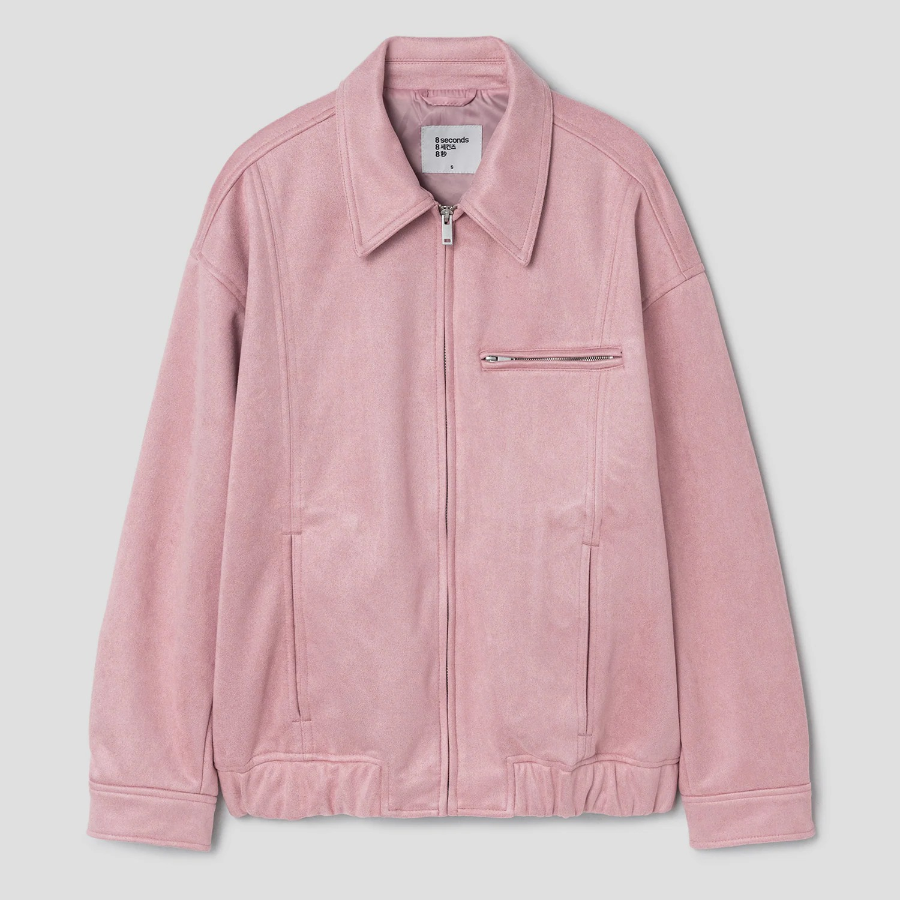 8 seconds Suede Oversized Blouson — Pink