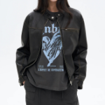 8 seconds Washed Faux Leather Racer Jacket — Black