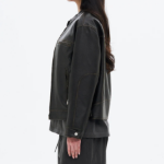 8 seconds Washed Faux Leather Racer Jacket — Black