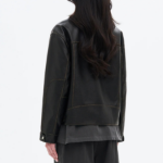 8 seconds Washed Faux Leather Racer Jacket — Black