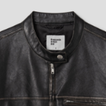 8 seconds Washed Faux Leather Racer Jacket — Black