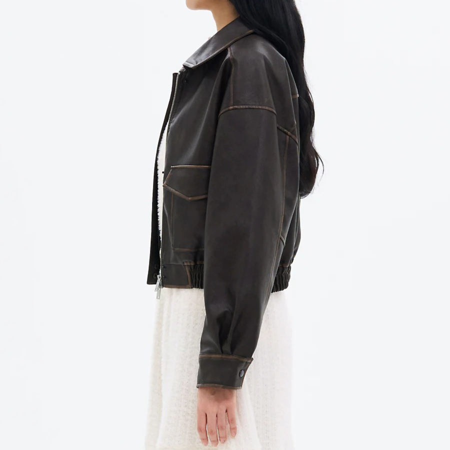 8 seconds Vintage Faux Leather Jumper — Brown