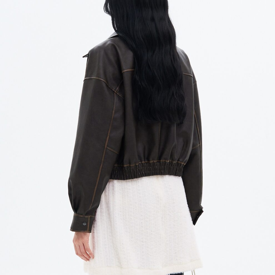 8 seconds Vintage Faux Leather Jumper — Brown