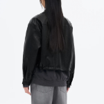 8 seconds Faux Leather Shirt Style Blouson — Black