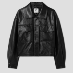 8 seconds Faux Leather Shirt Style Blouson — Black
