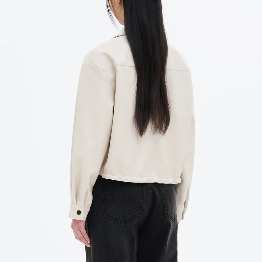 8 seconds Faux Leather Shirt Style Blouson — Ivory
