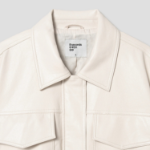 8 seconds Faux Leather Shirt Style Blouson — Ivory