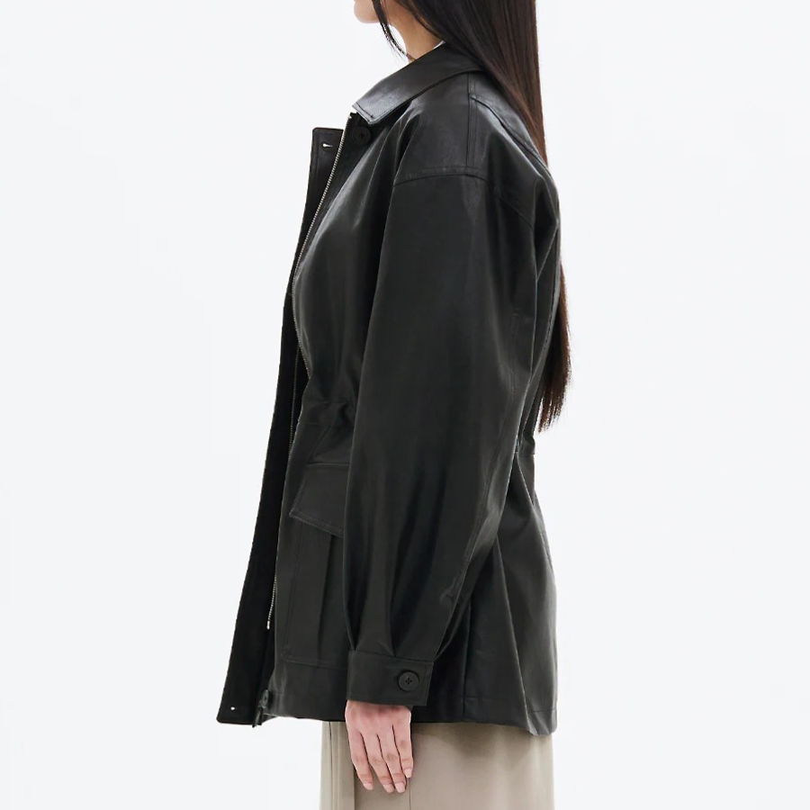 8 seconds Leather Long Outer — Black