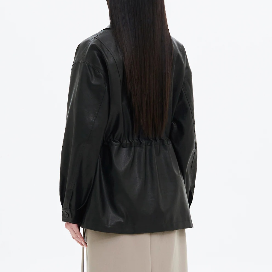 8 seconds Leather Long Outer — Black