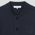 Maison Kitsune Men Bold Fox Head Embroidered Knitted Blouson - Slate Grey