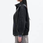 8 seconds Oversized High Neck Faux Leather Jumper — Black