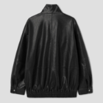 8 seconds Oversized High Neck Faux Leather Jumper — Black