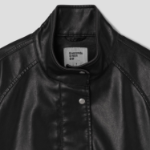 8 seconds Oversized High Neck Faux Leather Jumper — Black