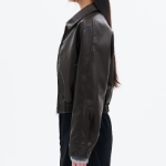 8 seconds Slim Fit Blouson Leather Outer — Brown