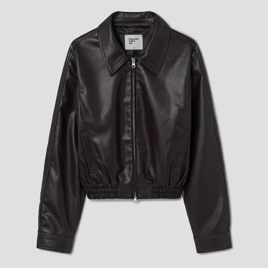 8 seconds Slim Fit Blouson Leather Outer — Brown