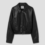 8 seconds Slim Fit Blouson Leather Outer — Black