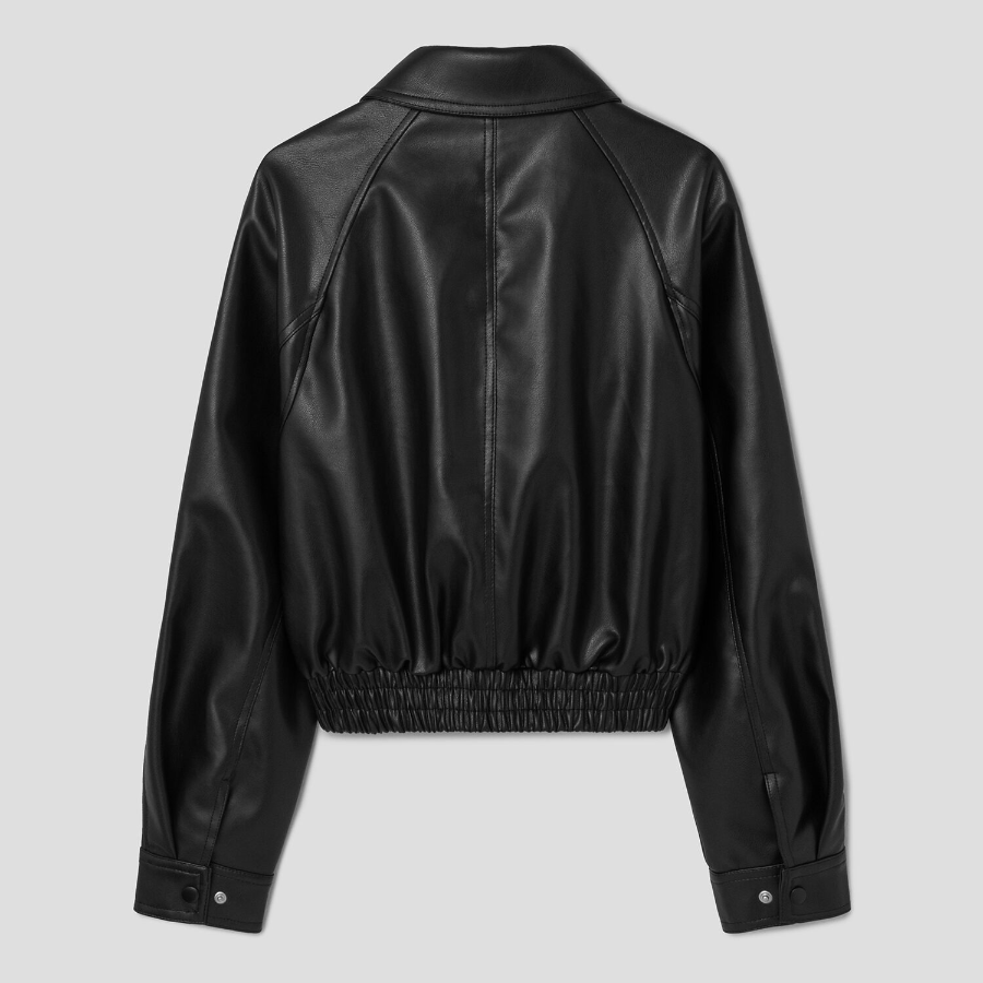 8 seconds Slim Fit Blouson Leather Outer — Black
