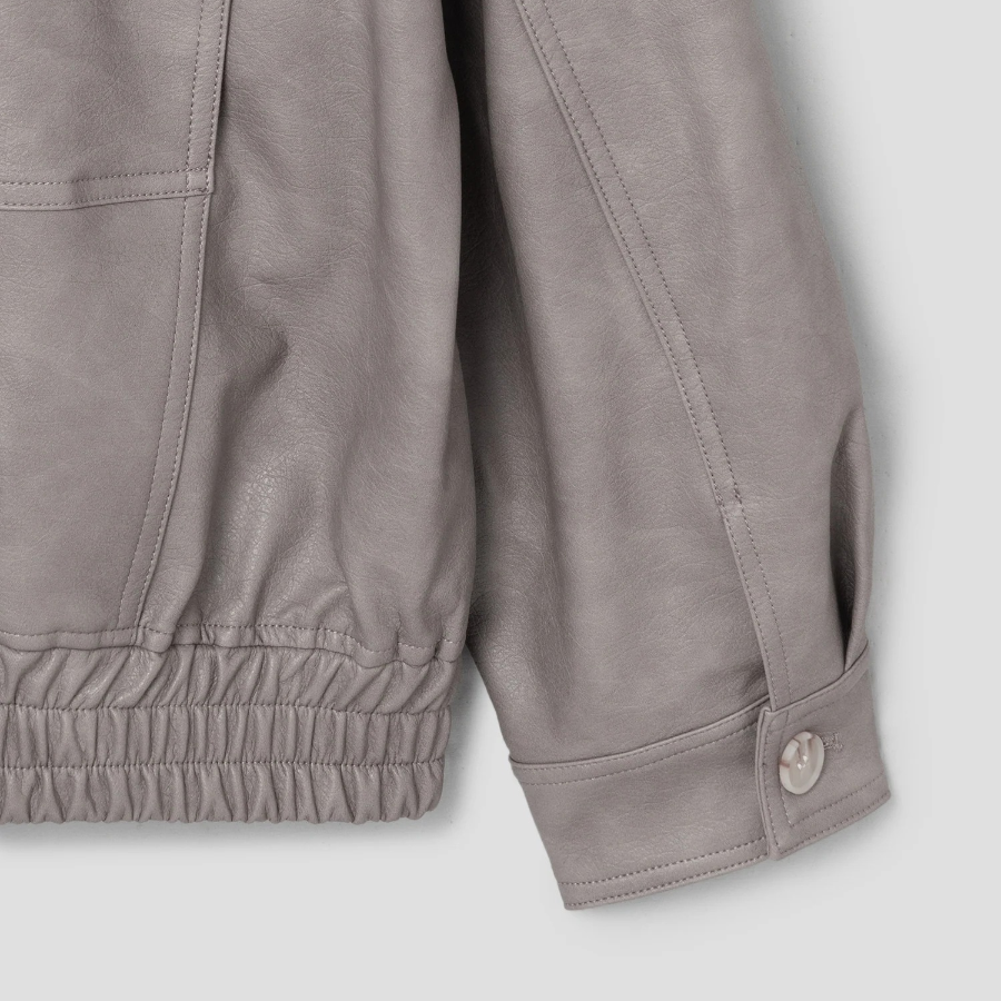 8 seconds [EDITION8] Oversized Leather Jacket — Beige