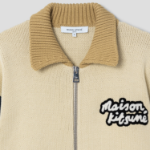 Maison Kitsune Men Knitted College Blouson - Rich Vanilla/Breton Blue
