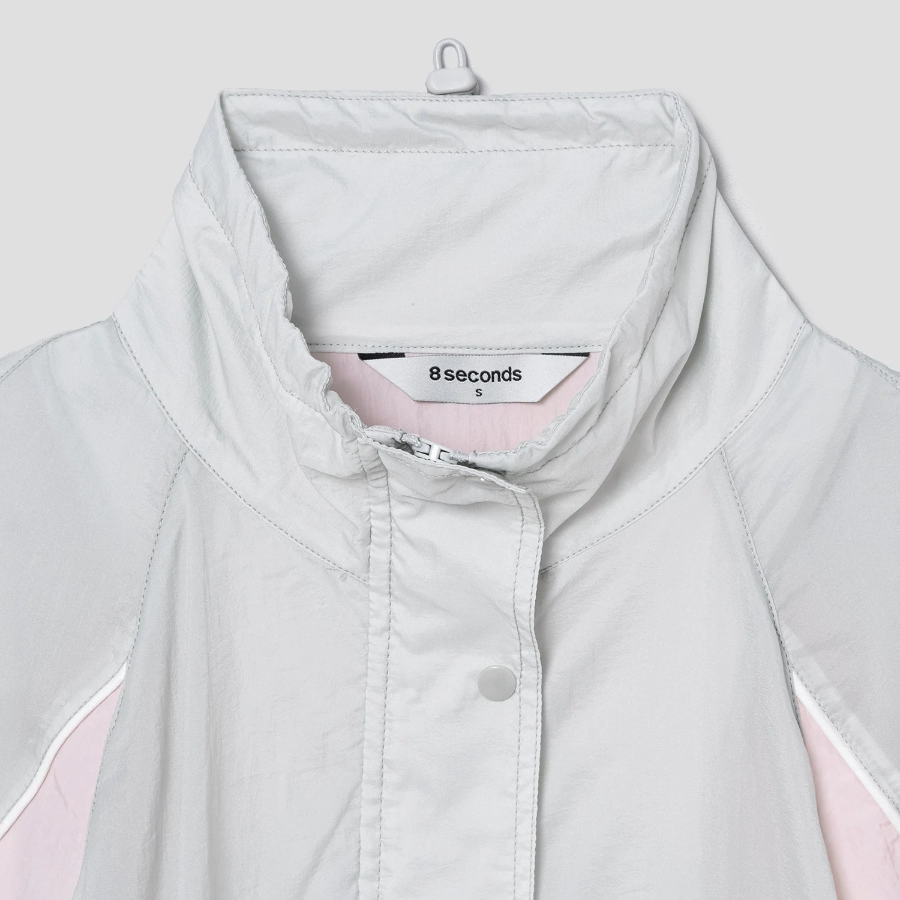 8 seconds Color Blocking Windbreaker — Grey