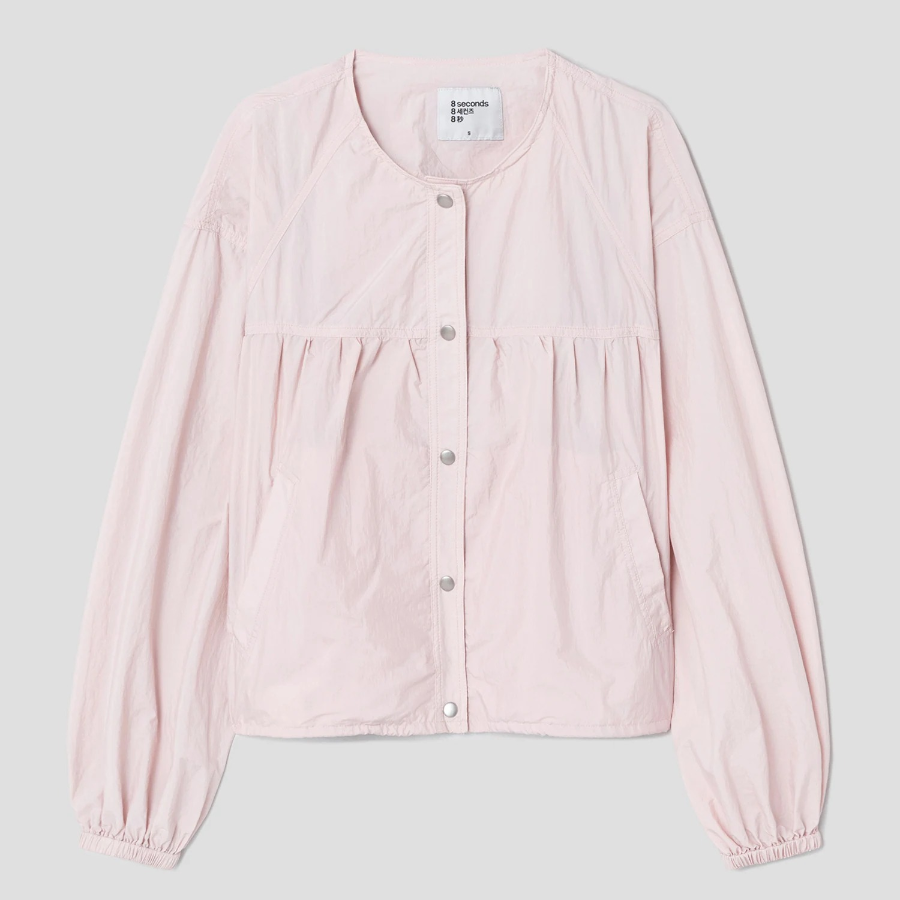 8 seconds Round Neck Blouson Outer — Light Pink