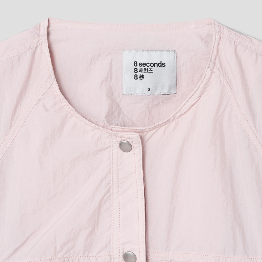 8 seconds Round Neck Blouson Outer — Light Pink