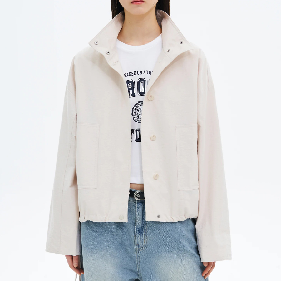 8 seconds High Neck Mid-Season Women's Outer — Ivory