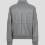 Maison Kitsune Men Zipped Leather Blouson - Lead