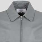 Maison Kitsune Men Zipped Leather Blouson - Lead