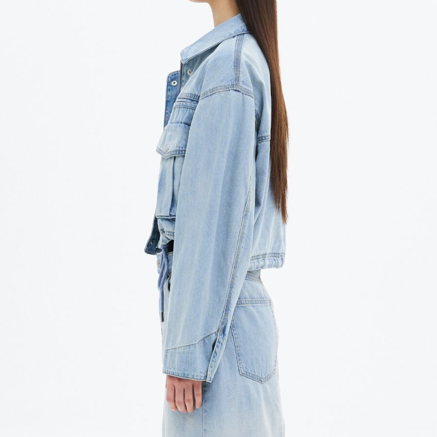 8 seconds Denim Crop Jacket — Sky Blue