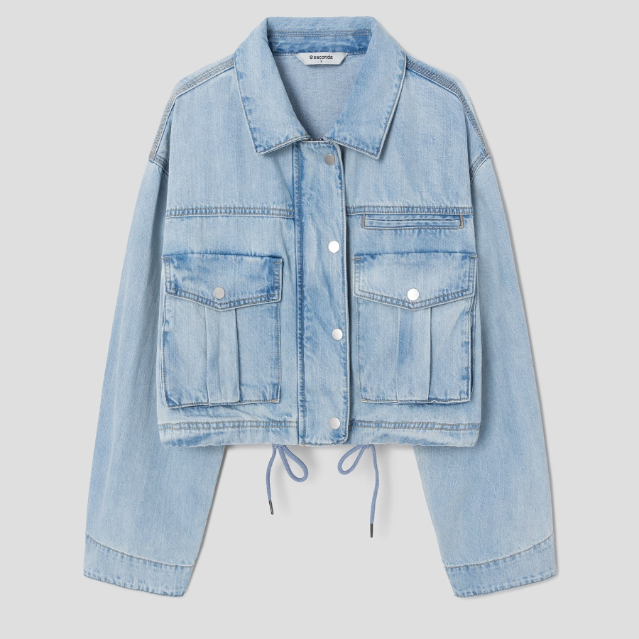 8 seconds Denim Crop Jacket — Sky Blue