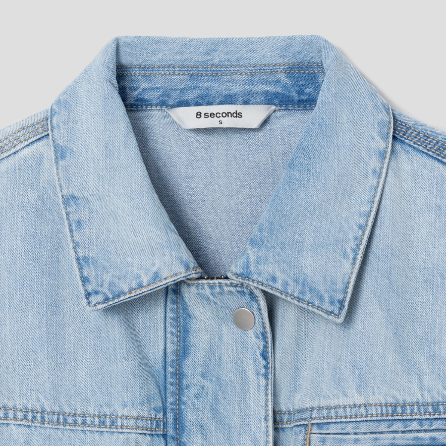8 seconds Denim Crop Jacket — Sky Blue