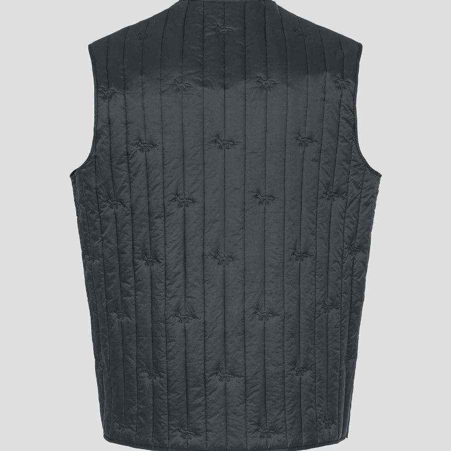 Maison Kitsune Men Sleeveless Quilted Vest - Slate Grey