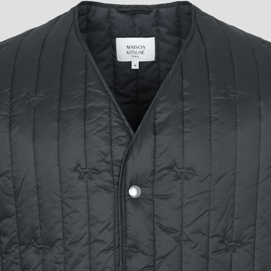 Maison Kitsune Men Sleeveless Quilted Vest - Slate Grey