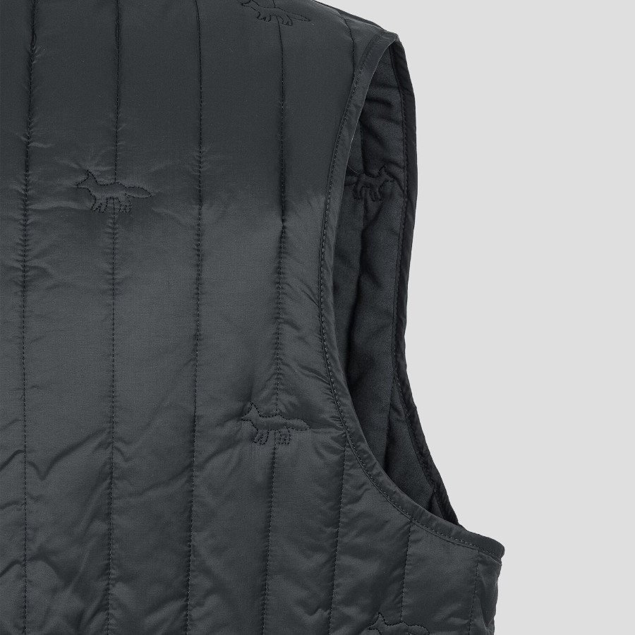 Maison Kitsune Men Sleeveless Quilted Vest - Slate Grey