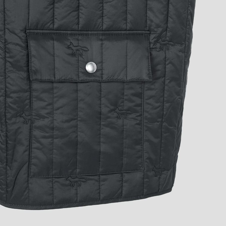 Maison Kitsune Men Sleeveless Quilted Vest - Slate Grey