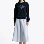 TOMMY HILFIGER [Official Headquarters] Crinkle Stripe Midi Skirt