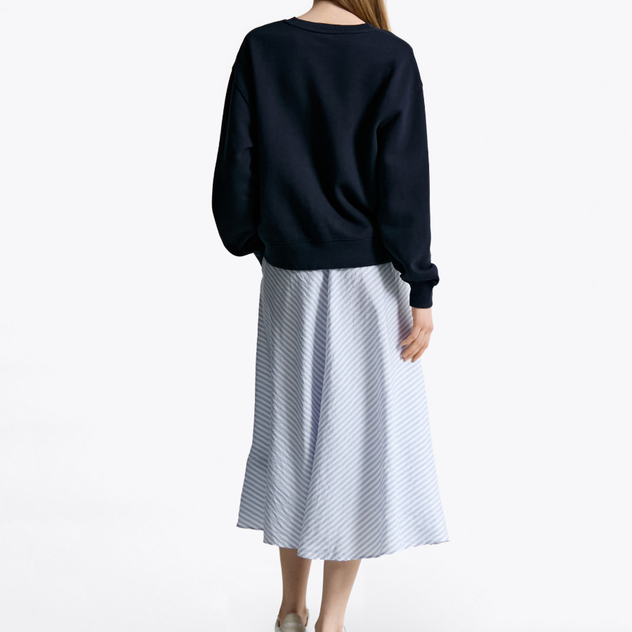 TOMMY HILFIGER [Official Headquarters] Crinkle Stripe Midi Skirt