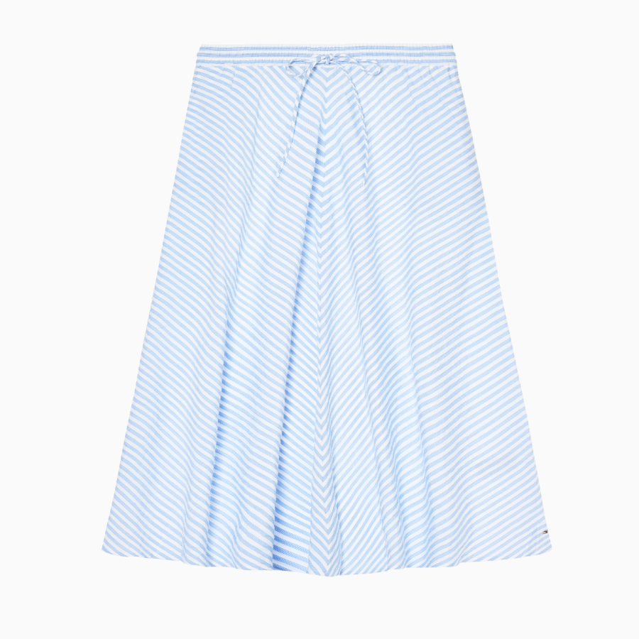 TOMMY HILFIGER [Official Headquarters] Crinkle Stripe Midi Skirt