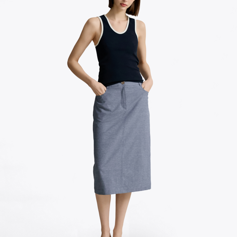 TOMMY HILFIGER [Official Headquarters] H-Line Linen Blended Skirt