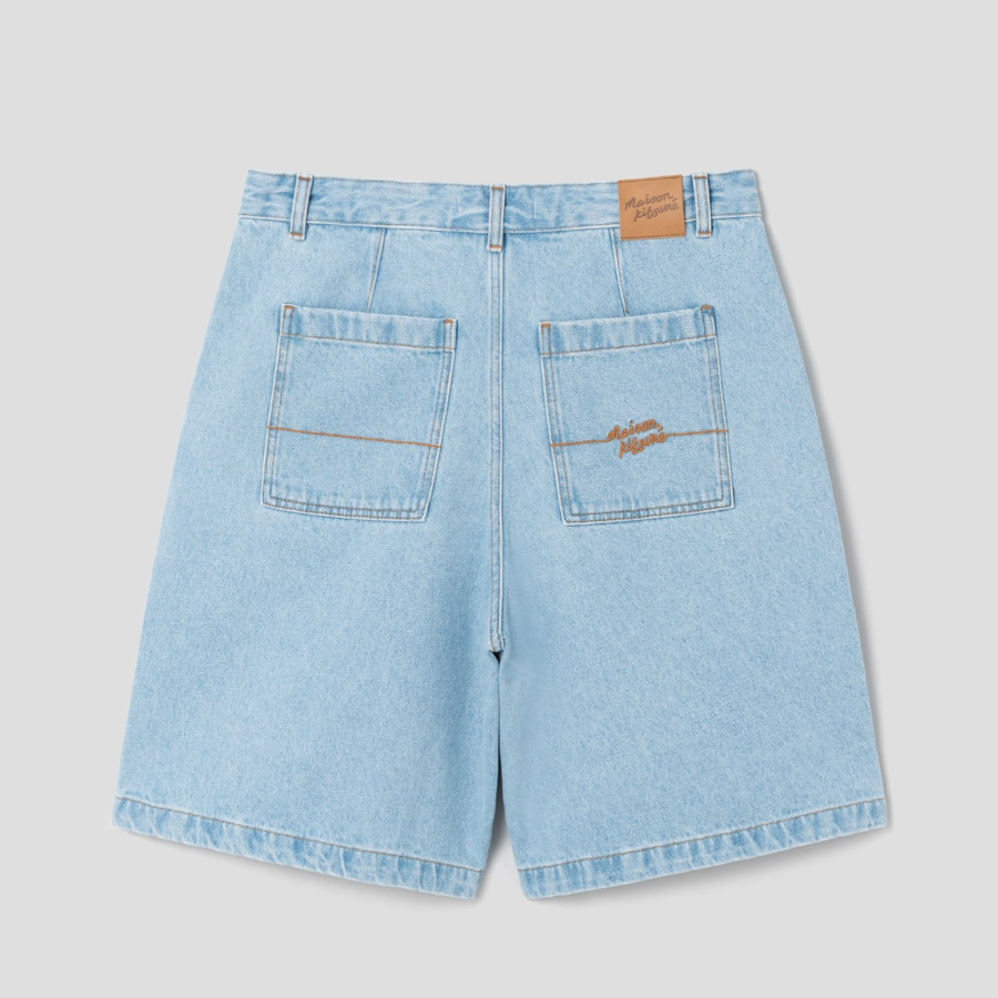 Maison Kitsune Men Denim Workwear Shorts - Light Wash