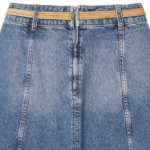 TOMMY HILFIGER [Official Headquarters] Leather Belt Denim Midi Skirt