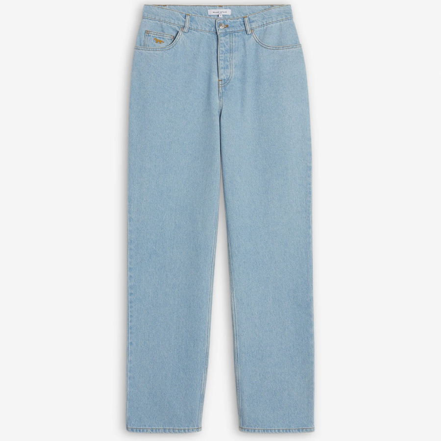 Maison Kitsune Men Relaxed Denim Jeans - Light Wash