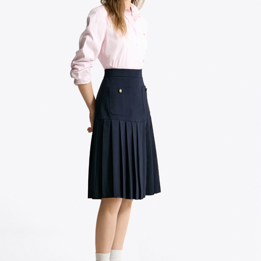 TOMMY HILFIGER [Official Headquarters] Wool Pleated Midi Skirt