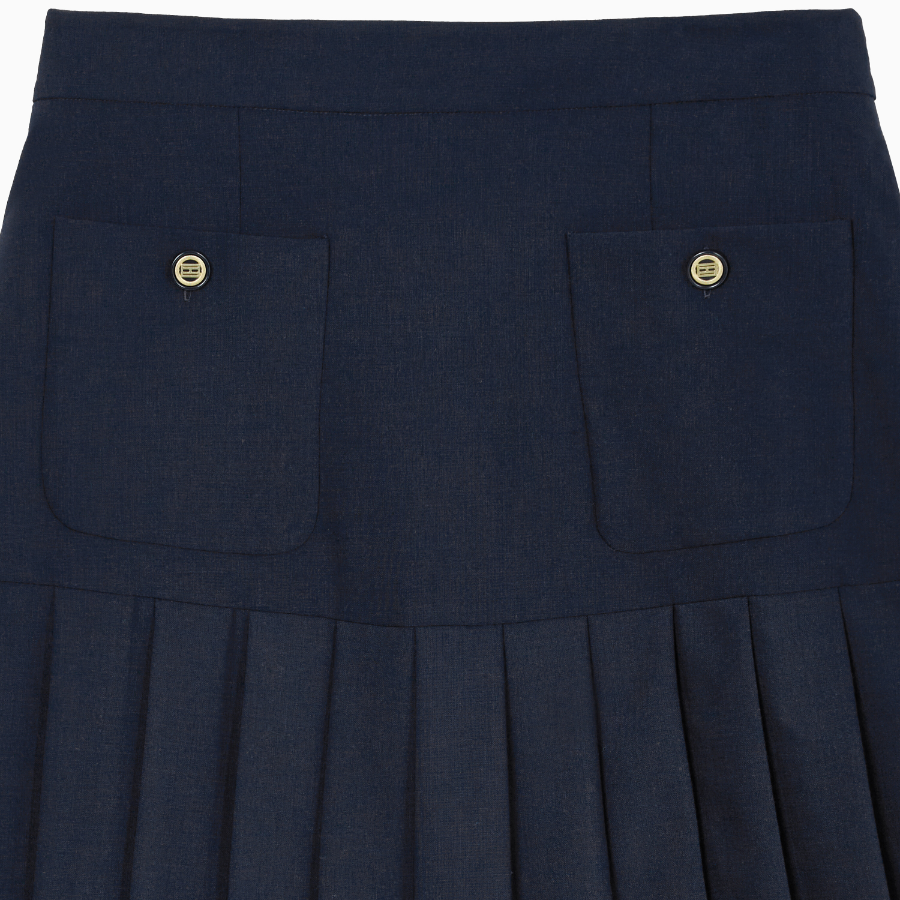 TOMMY HILFIGER [Official Headquarters] Wool Pleated Midi Skirt