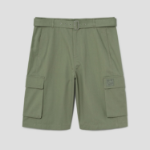 Maison Kitsune Men Belted Cargo Bermuda - Turf Green