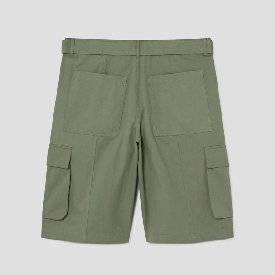 Maison Kitsune Men Belted Cargo Bermuda - Turf Green
