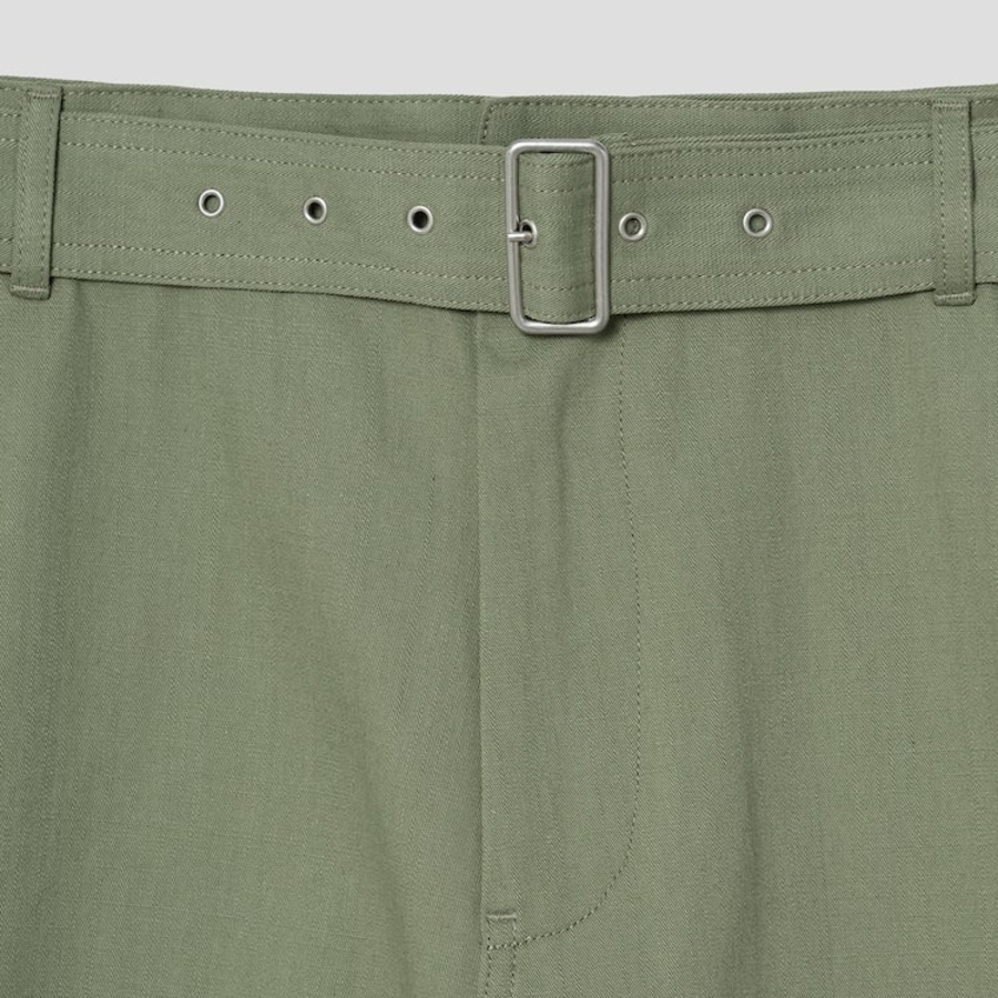 Maison Kitsune Men Belted Cargo Bermuda - Turf Green